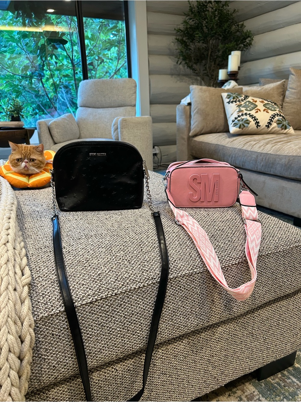 Steve Madden Black and Pink Crossbody Duo